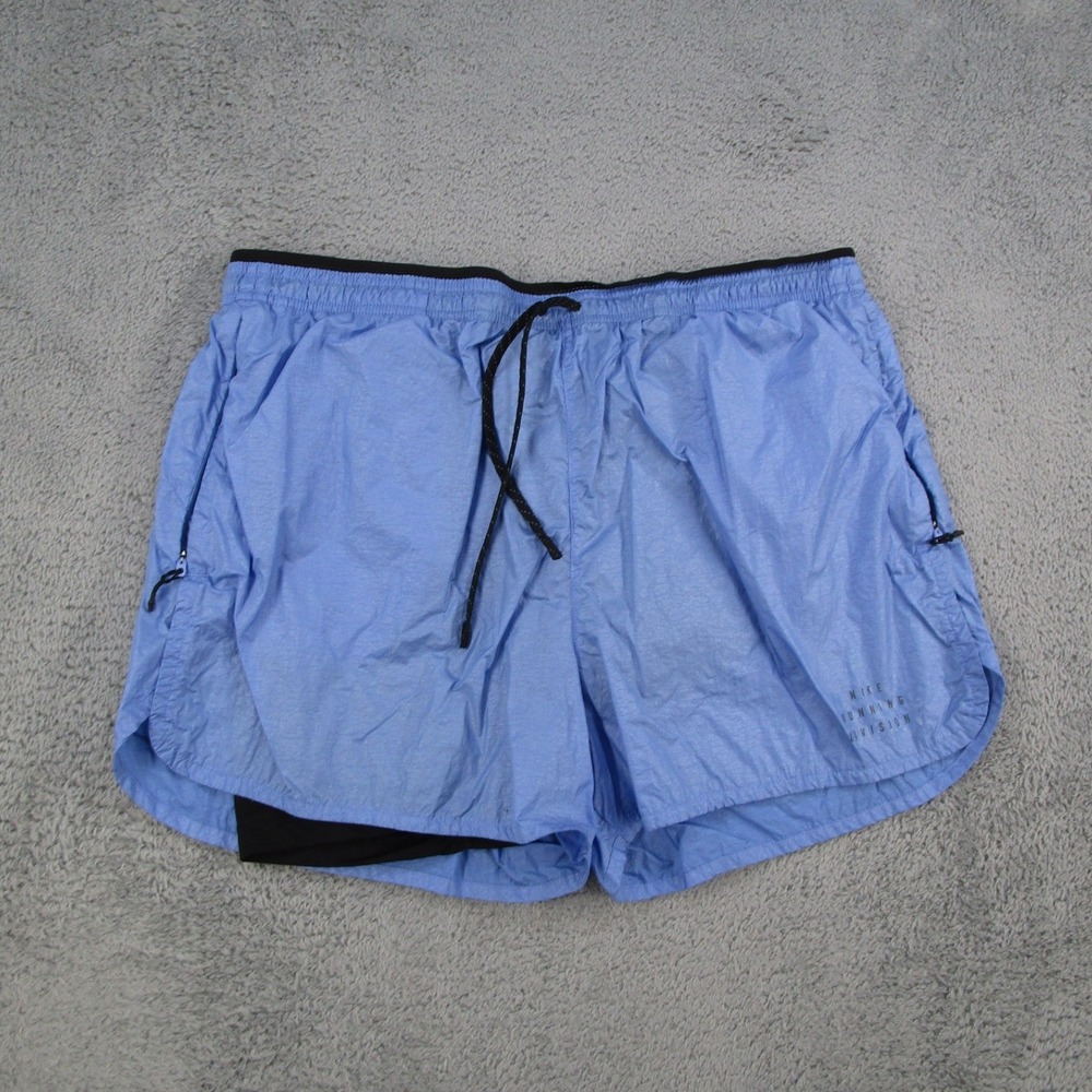 Nike Running Division 2-in-1 Shorts Mens XL Blue Black FB8544-450 Zipper Pockets